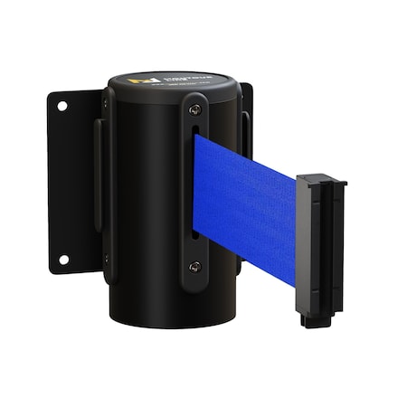 Montour Line Retractable Belt Barrier Wall Mount Black Case Fixed 16ft. Blue Belt MWM150-BK-BL-F-S-160